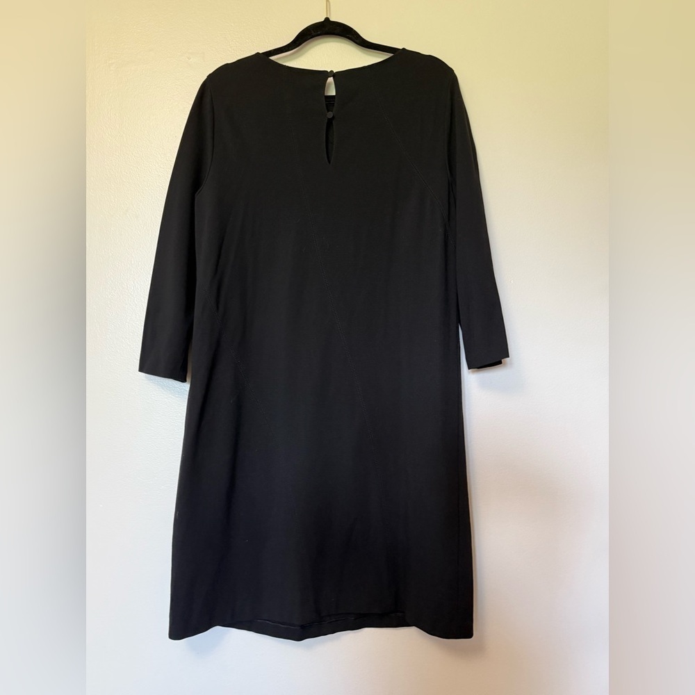 Lafayette 148 New York crepe 3/4 sleeve knee length Elegant Black A-Line Dress - Picture 5 of 16